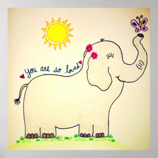 "Du bist so geliebt" Elephant Poster