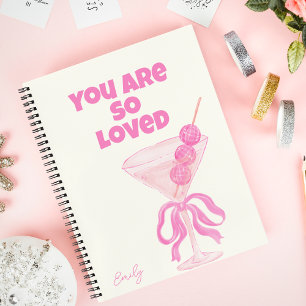 Du bist so geliebt rosa Coquette Bow Monogramed Notizbuch