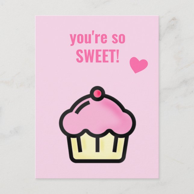 Du bist so süß - Niedlich Cupcake-Klasse Valentine Postkarte (Vorderseite)
