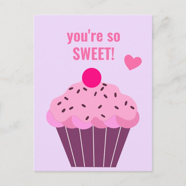 Du bist so süß - Niedlich Cupcake-Klasse Valentine Postkarte (Vorderseite)