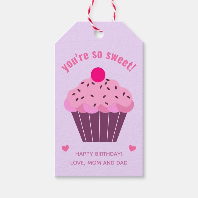 Du bist so süß - Niedlicher Cupcake Kids' Geburtst Geschenkanhänger (Vorderseite)