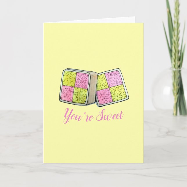 Du bist süß britisch Battenburg Cake Slice Dessert Karte (Vorderseite)
