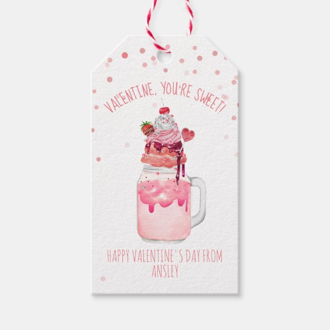 Du bist süße Valentine Candy Liebe Milkshake Geschenkanhänger (Vorderseite)