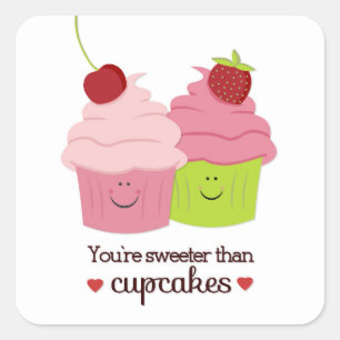 Du bist süßer als Cupcakes Valentinkleber Quadratischer Aufkleber