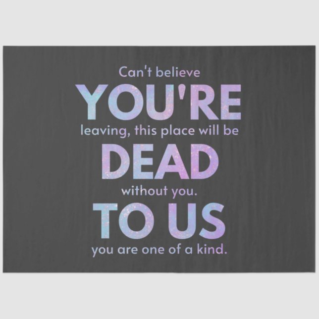 Du bist tot zu uns! - R.I.P. Verräter!: Mitarbeite Seidenpapier (Vorderseite)