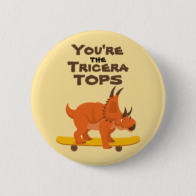 Du bist TriceraTops Valentinstag Dinosaurier Gesch Button (Vorderseite)