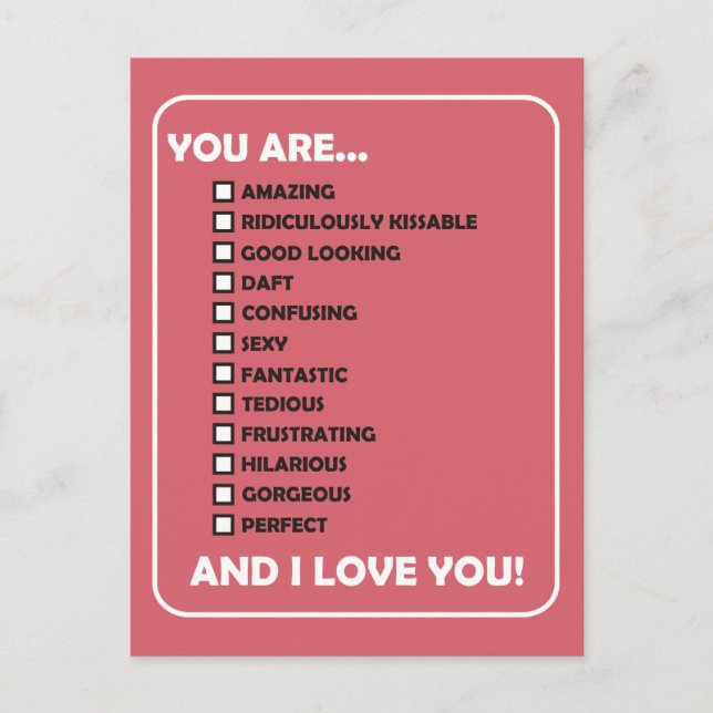 Du bist... Und ich Liebe Sie Postkarte (Vorderseite)