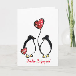 Du bist verlobter niedlicher Pinguin-Verlobung-Bal Karte