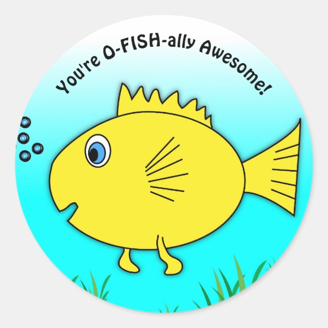 Du bist vom Fisch Phantastisch und schwimmend Gold Runder Aufkleber (Vorderseite)