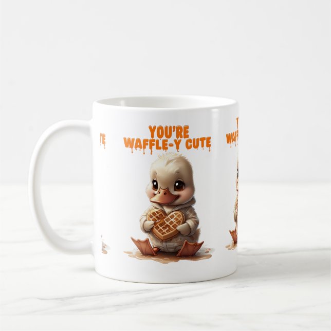 Du bist Waffely Niedlich Kawaii Duckling Kaffeetasse (Links)