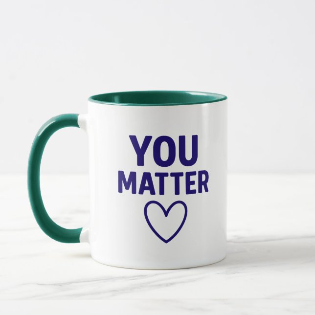 Du bist wichtig" Positives rotes Herz Tasse (Links)