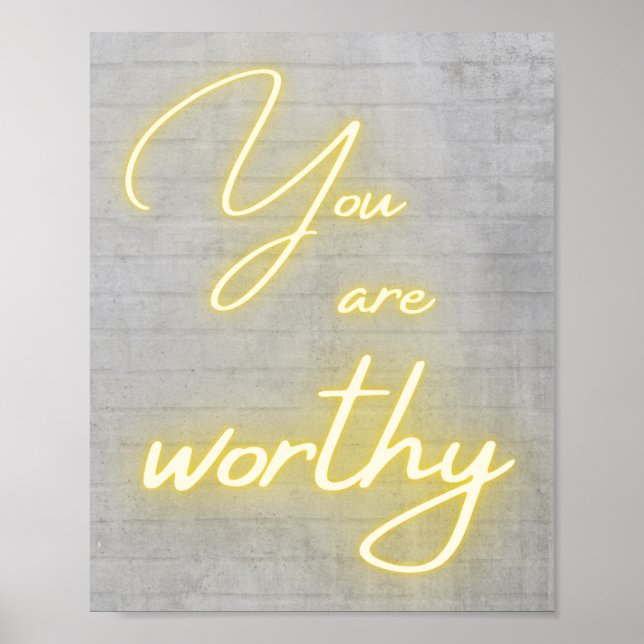 Du bist würdig Neon-Kalligrafie Poster (Vorne)