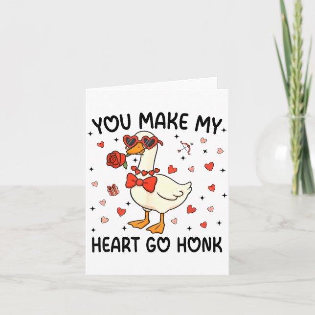 Du bringst mein Herz zum Honk Lustiger Valentinsta Karte (Vorderseite)