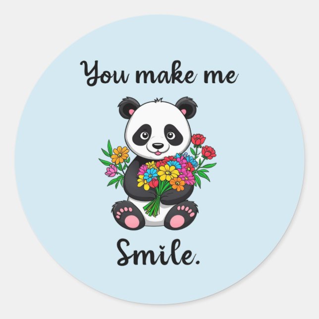 Du bringst mich dazu, Niedlich Panda zu lächeln Runder Aufkleber (Vorderseite)
