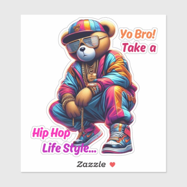 "Du Bro!" Ein HipHop Lifestyle - Bärenstil Aufkleber (Blatt)