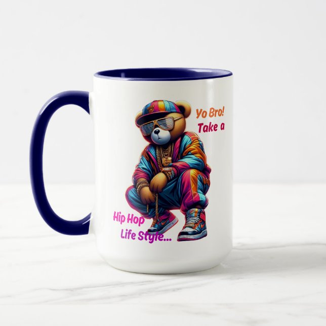 "Du Bro!" Ein HipHop Lifestyle - Bärenstil Tasse (Links)