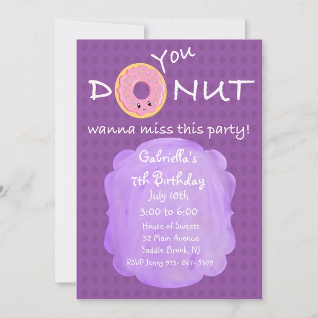 Du DONUT wollen dieses Party Mädchen Einladung ver (Vorderseite)