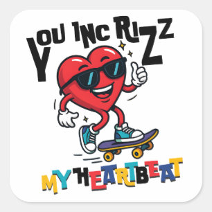 Du erhöhst meinen Herzschlag - Cute Skateboard-Her Quadratischer Aufkleber