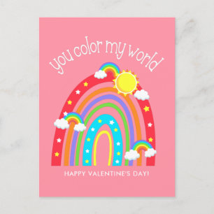 Du färbst meine Welt Kids Valentine Postkarte