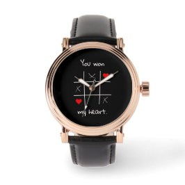 Du gewann mein Herz Tic-Tac-Toe Funny Valentine's Armbanduhr