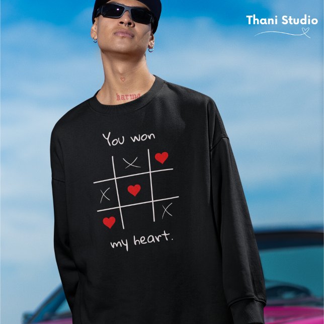 Du gewann mein Herz Tic-Tac-Toe Funny Valentine's Sweatshirt (Von Creator hochgeladen)