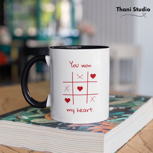 Du gewann mein Herz Tic-Tac-Toe Funny Valentine's Tasse (Von Creator hochgeladen)