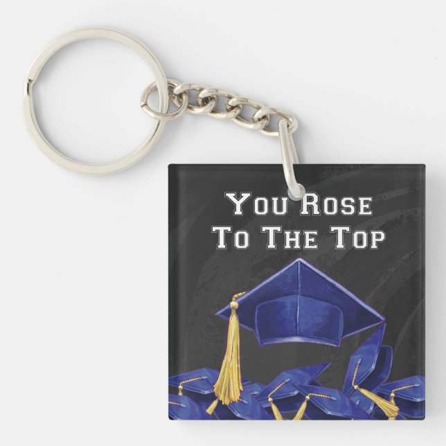 Du hast die Rose nach oben Schlüsselanhänger (Vorderseite)