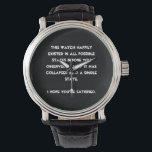 Du hast es zusammengebrochen! Quantenphysik-Spaß Armbanduhr<br><div class="desc">Bist du ein Quantenphysiker-Enthusiast? Dann ist das genau das richtige Design für Sie. Textbasiert und leicht mit Ihrem bevorzugten Schriftart und Farben angepasst (drücken Sie einfach die Schaltfläche "Anpassen"), dies ist ein textbasiertes Design mit einer lustigen Nachricht: "Dieses Design existierte glücklich in allen möglichen Staaten, bevor Sie es beobachtet. Jetzt...</div>