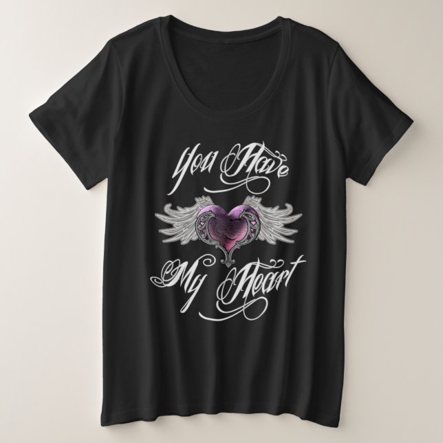 Du hast mein Herz rosa Große Größe T-Shirt (Design vorne)