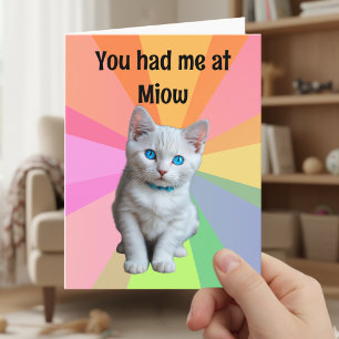 Du hast mich bei Miau Funny Cat Meme Regenbogen St Karte