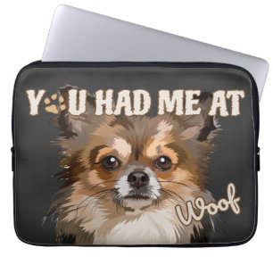 Du hast mich bei Wuff Text-Hundeporträt Laptopschutzhülle