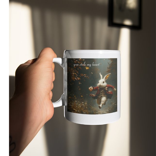 Du hast mir das Herz gestohlen, das Herz-Dieb-Hase Kaffeetasse (Von Creator hochgeladen)