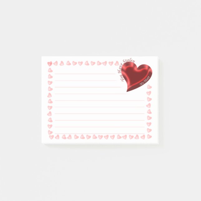 "Du hast mir das Herz gestohlen" Valentine Post-it Klebezettel (Vorderseite)