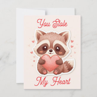 Du hast mir mein Waschbär-Valentinsherz gestohlen  Mitteilungskarte