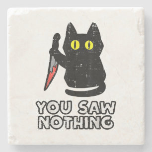 Du hast nichts Black Cat Funny Halloween gesehen Steinuntersetzer