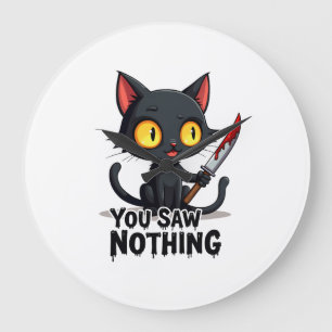 Du hast nichts gesehen Schwarze Katze Lustiger Hal Große Wanduhr