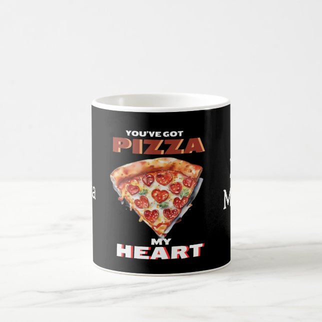 Du hast Pizza mein Herz schwarz Got Kaffeetasse (Mittel)