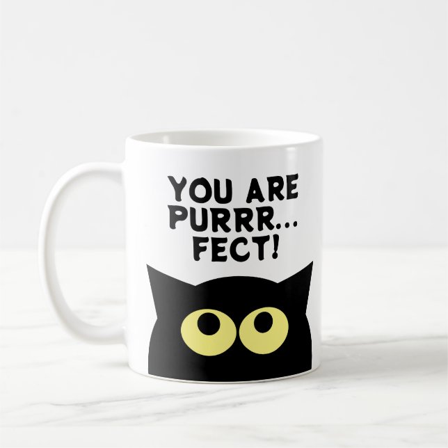 Du hast recht! Funny black cat coffee Tasse (Links)