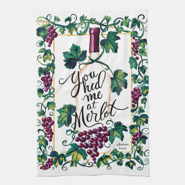 Du hattest mich bei Merlot Custom Wine Geschirrtuch (Vertikal)