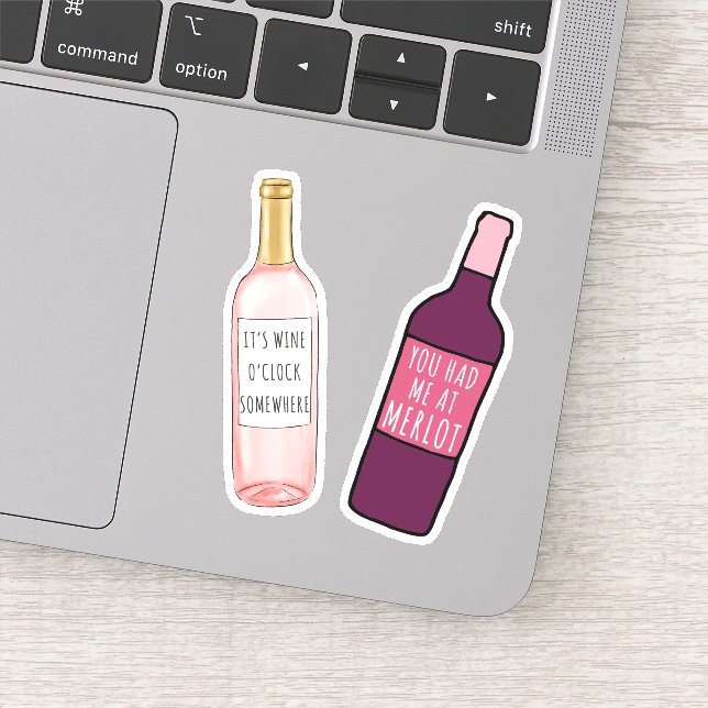 Du hattest mich bei Merlot / es ist Wine O'Clock i Aufkleber (Detail)