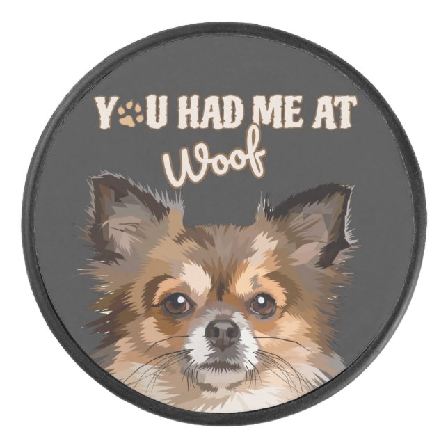 Du hattest mich in Woof | Spitz Hunde Liebhaber Eishockey Puck (Vorderseite)