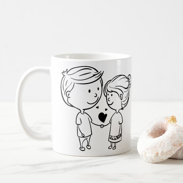 Du & Ich Paartasse Kaffeetasse (Mit Donut)