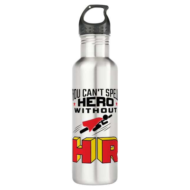Du kannst Helden nicht ohne HR buchstabieren Edelstahlflasche (Vorderseite)