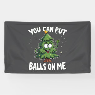 Du kannst mir Bälle auf den sonnigen Weihnachtsbau Banner