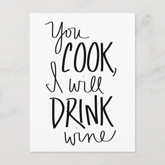 "Du kochst, ich trinke Wein" Postkarte (Vorderseite)