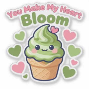 Du lässt mein Herz erblühen süße Kawaii Matcha  Aufkleber