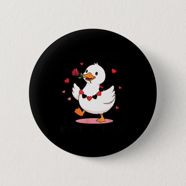 Du Lässt Mein Herz Honk Machen Lustige Gans Valent Button (Vorderseite)