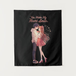 Du lässt mein Herz lächeln Anime Paar T-Shirt Wandteppich