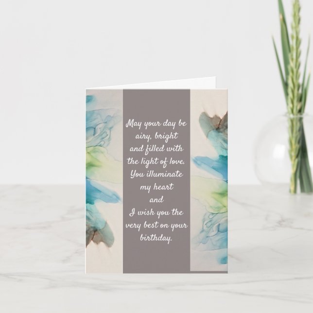 "Du leuchtest mir das Herz". Geburtstagskarte (Vorderseite)