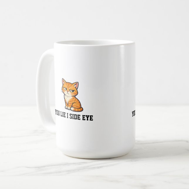 Du lügst, ich schiele Grumpy Orange Tabby Katze Kaffeetasse (Vorderseite Links)